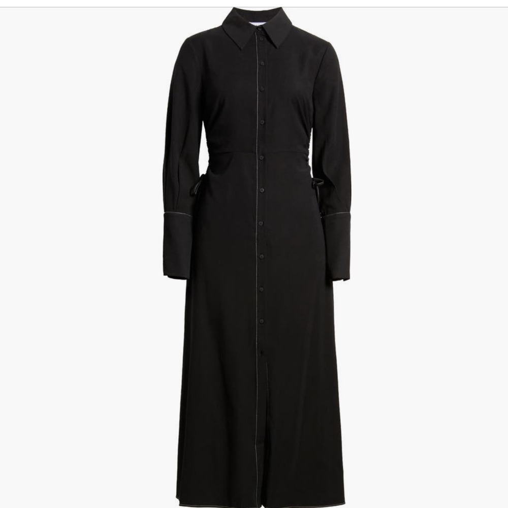 Topshop Black Long Sleeve Ruched Dress Duster